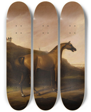 Triptych art skateboard deck of Alvan Fisher Napoleons Horse by Alvan Fisher (1792-1863)