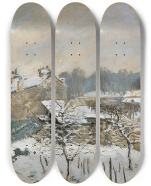 Triptych art skateboard deck of Alfred Sisley Effet De Neige Louveciennes_2 by Alfred Sisley (1840-1899)