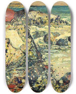 Triptych art skateboard deck of Henry Golden Dearth Flecks Of Foam by Henry Golden Dearth (1864-1918)