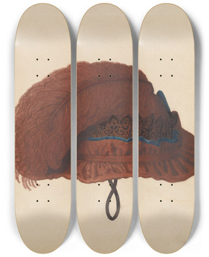 Triptych art skateboard deck of Marie Famularo Hat_4 by Marie Famularo