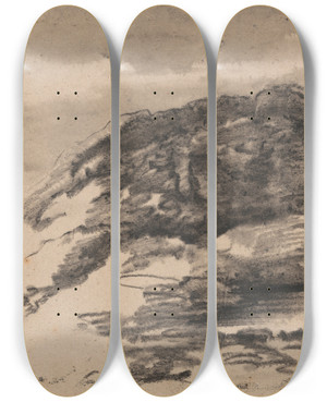 Triptych art skateboard deck of Dr Thomas Monro Composition Inspired By Richard Wilsons Paintings Of Cader Idris by Dr Thomas Monro (1759-1833)
