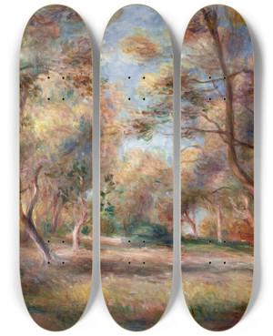 Triptych art skateboard deck of Pierreauguste Renoir Les Oliviers Cagnes by Pierre-Auguste Renoir (1841-1919)