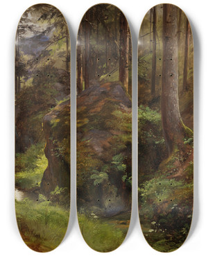 Triptych art skateboard deck of Robert Kummer Amselgrund by Robert Kummer (1810-1889)