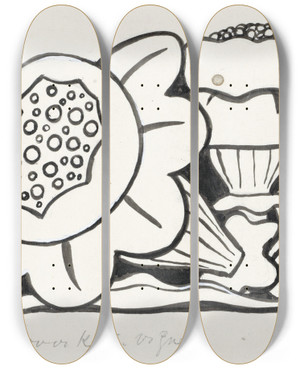 Triptych art skateboard deck of Leo Gestel Bloemen by Leo Gestel (1881-1941)