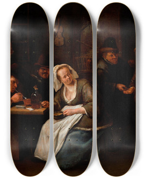 Triptych art skateboard deck of Jan Steen Tavern Scene by Jan Steen (1626-1679) Triptych art skateboard deck of Jan Steen Tavern Scene by Jan Steen (1626-1679)
