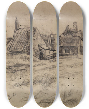 Triptych art skateboard deck of Max Liebermann Katwijk_2 by Max Liebermann (1847-1935)