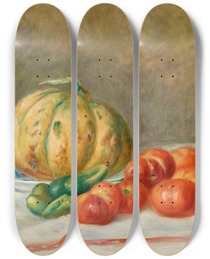 Triptych art skateboard deck of Pierreauguste Renoir Melon Et Tomates by Pierre-Auguste Renoir (1841-1919)