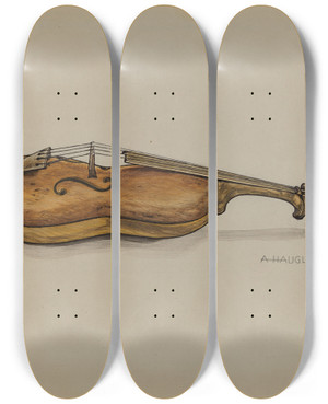 Triptych art skateboard deck of Augustine Haugland Violin by Augustine Haugland