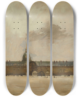 Triptych art skateboard deck of Andrcharles Mare Les Invalides by Andre Charles Mare (1885-1932)