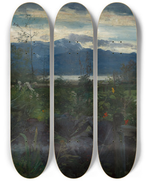 Triptych art skateboard deck of Ludwig Von Lfftz Grtchen Am See by Ludwig Von Lofftz
