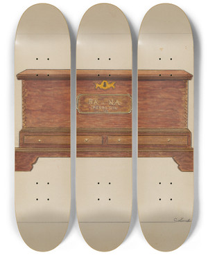 Triptych art skateboard deck of Columbus Simpson Chest_2 by Columbus Simpson