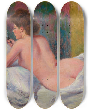 Triptych art skateboard deck of Federico Zandomeneghi Le Matin by Federico Zandomeneghi (1841-1917)