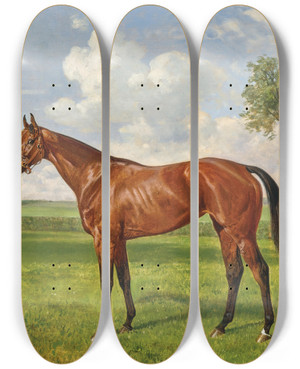 Triptych art skateboard deck of Emil Adam La Camargo Poulinire Jardy by Emil Adam (1843-1924)