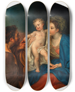 Triptych art skateboard deck of Anton Von Maron The Madonna And Child With A Shepherd by Anton Von Maron (1733-1808)