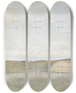 Triptych art skateboard deck of Vilhelm Hammershi From Refsns by Vilhelm Hammershoi (1864-1916)
