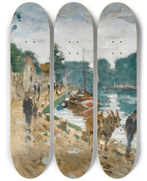Triptych art skateboard deck of Pierreeugne Montzin Chemin De Halage by Pierre-Eugne Montzin (1874-1946)