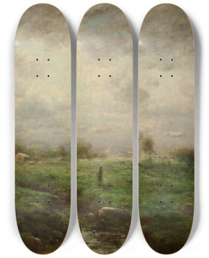 Triptych art skateboard deck of George Inness Jr Tarpon Springs Brook by George Inness Jr (1854-1926)