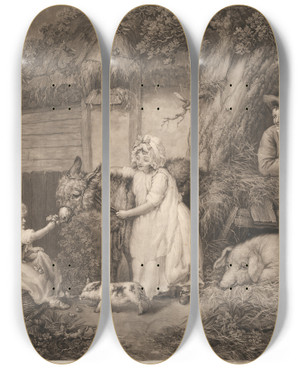 Triptych art skateboard deck of James Ward Rustic Felicity by James Ward (1769-1859)