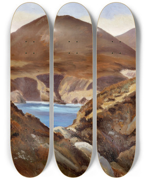 Triptych art skateboard deck of Edward Bruce Yankee Point by Edward Bruce (1879-1943)
