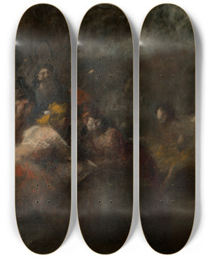 Triptych art skateboard deck of Jeanlouis Forain The Dancers by Jean Louis Forain (1852-1931)