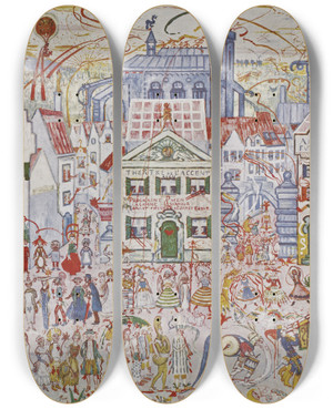 Triptych art skateboard deck of James Ensor Decor by James Ensor (1860-1949)