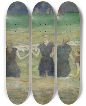 Triptych art skateboard deck of Paul Gauguin Women Bathing by Paul Gauguin (1848-1903)