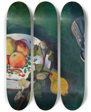Triptych art skateboard deck of Suzanne Valadon Still Life With Fruit And Glass by Suzanne Valadon (1865-1938)
