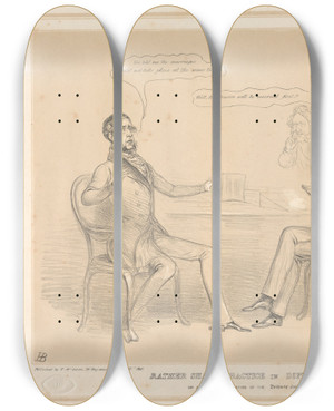 Triptych art skateboard deck of John Doyle Rather Sharp Practice In Diplomacy Or A Curious Illustration Of The Entente Cordiale by John Doyle (1939)