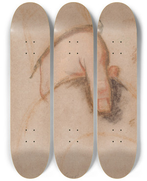 Triptych art skateboard deck of Jens Juel Studie Til Det Rybergske Familiebillede Johan Christian Rybergs Venstre Hnd Holdende En Hat by Jens Juel (1745-1802)