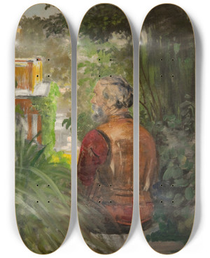 Triptych art skateboard deck of Jacek Malczewski Landscape With A Palace by Jacek Malczewski (1854-1929)