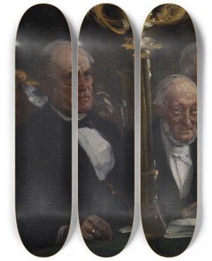 Triptych art skateboard deck of Peder Severin Kryer Portrtgruppe by Peder Severin Kroyer (1851-1909)