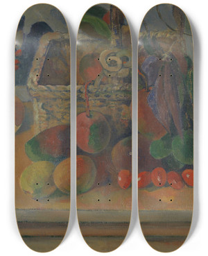 Triptych art skateboard deck of Paul Gauguin Still Life With Basket And Fruits by Paul Gauguin (1848-1903)