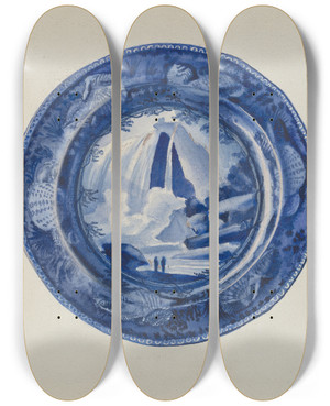 Triptych art skateboard deck of William Kerby Plate by William Kerby
