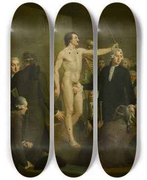 Triptych art skateboard deck of Adriaan De Lelie Lecture On Anatomy By Andreas Bonn For Felix Meritis Department Of Drawing by Adriaan de Lelie (1755-1820)