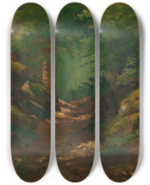 Triptych art skateboard deck of Gustave Courbet La Clairire_2 by Gustave Courbet (1819-1877)