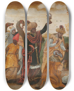 Triptych art skateboard deck of Venetocretian School The Adoration Of The Magi by Veneto-Cretian School