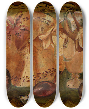 Triptych art skateboard deck of Frances Hodgkins Decorative Motif by Frances Hodgkins (1869-1947)