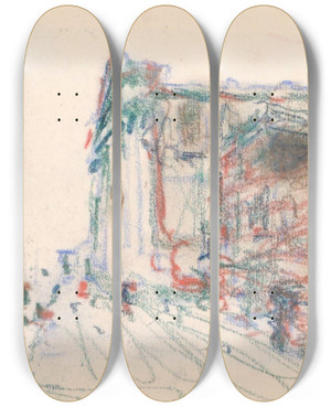 Triptych art skateboard deck of Jules Schmalzigaug Chiesa Dei Gesuati In Venice by Jules Schmalzigaug (1882-1917)