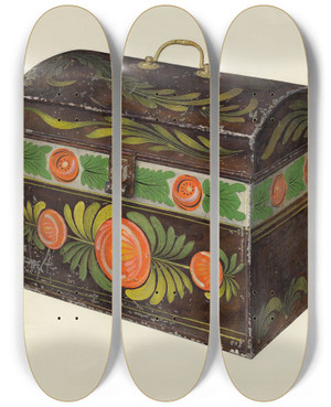 Triptych art skateboard deck of John H Tercuzzi Toleware Box by John H Tercuzzi
