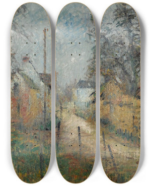 Triptych art skateboard deck of Gustave Loiseau Ferme En Normandie by Gustave Loiseau (1865-1935)