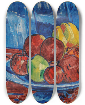 Triptych art skateboard deck of Vclav Pla Still Life With Fruits by Vclav pla (1885-1946)