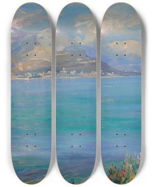 Triptych art skateboard deck of Sir John Lavery Beaulieu by Sir John Lavery (1856-1941)