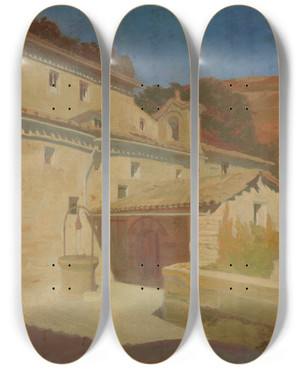 Triptych art skateboard deck of Charles Marie Dulac Carceri Dassise by Charles Marie Dulac (1865-1898)