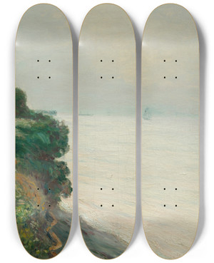 Triptych art skateboard deck of Alfred Sisley La Falaise De Penarth by Alfred Sisley (1840-1899)