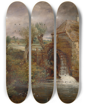 Triptych art skateboard deck of John Constable Parham Mill Gillingham by John Constable (1776-1837)