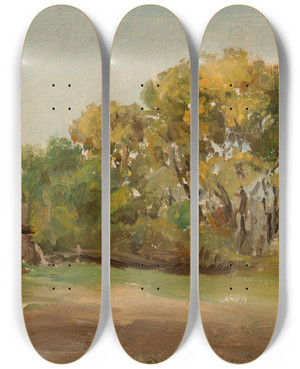 Triptych art skateboard deck of William Franklin Jackson Below Sacramento by William Franklin Jackson (1850-1936)