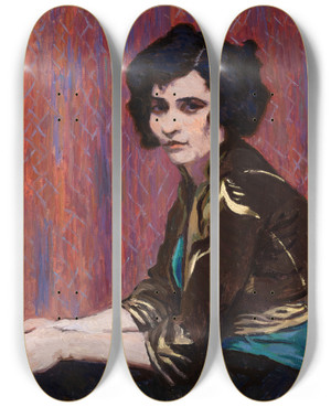 Triptych art skateboard deck of Allen Tucker Bagdad by Allen Tucker (1866-1939)