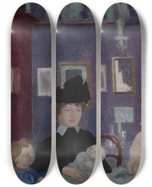 Triptych art skateboard deck of Maurice Denis Visite Dans La Chambre Violette by Maurice Denis (1870-1943)