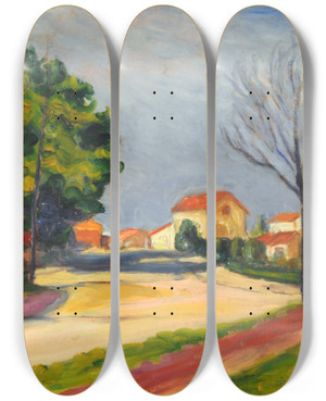 Triptych art skateboard deck of Ramn Silva Alrededores De Pars by Ramon Silva (1890-1919)