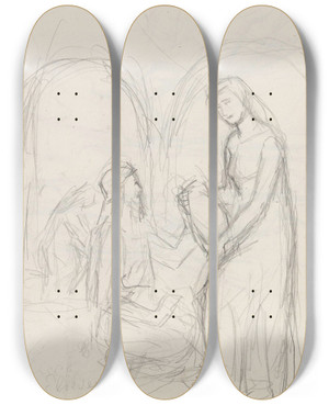 Triptych art skateboard deck of Signe Scheel Rebecca Og Elieser_2 by Signe Scheel (1860-1942)